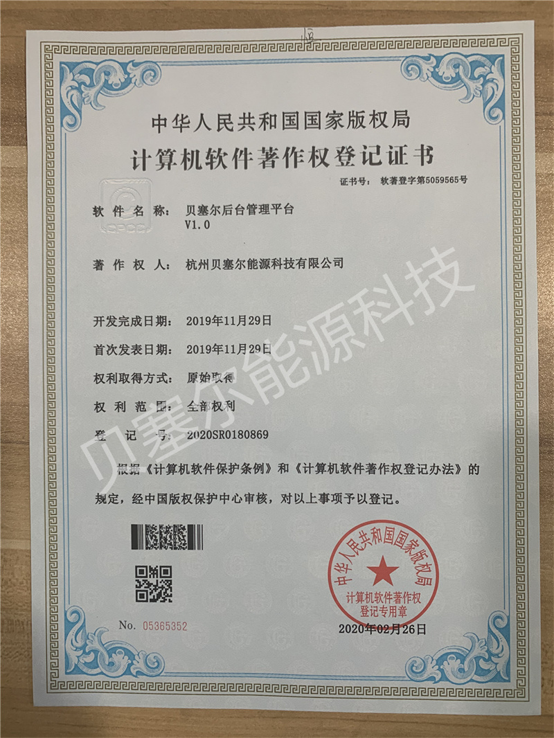 软件著作权:贝塞尔后台管理平台